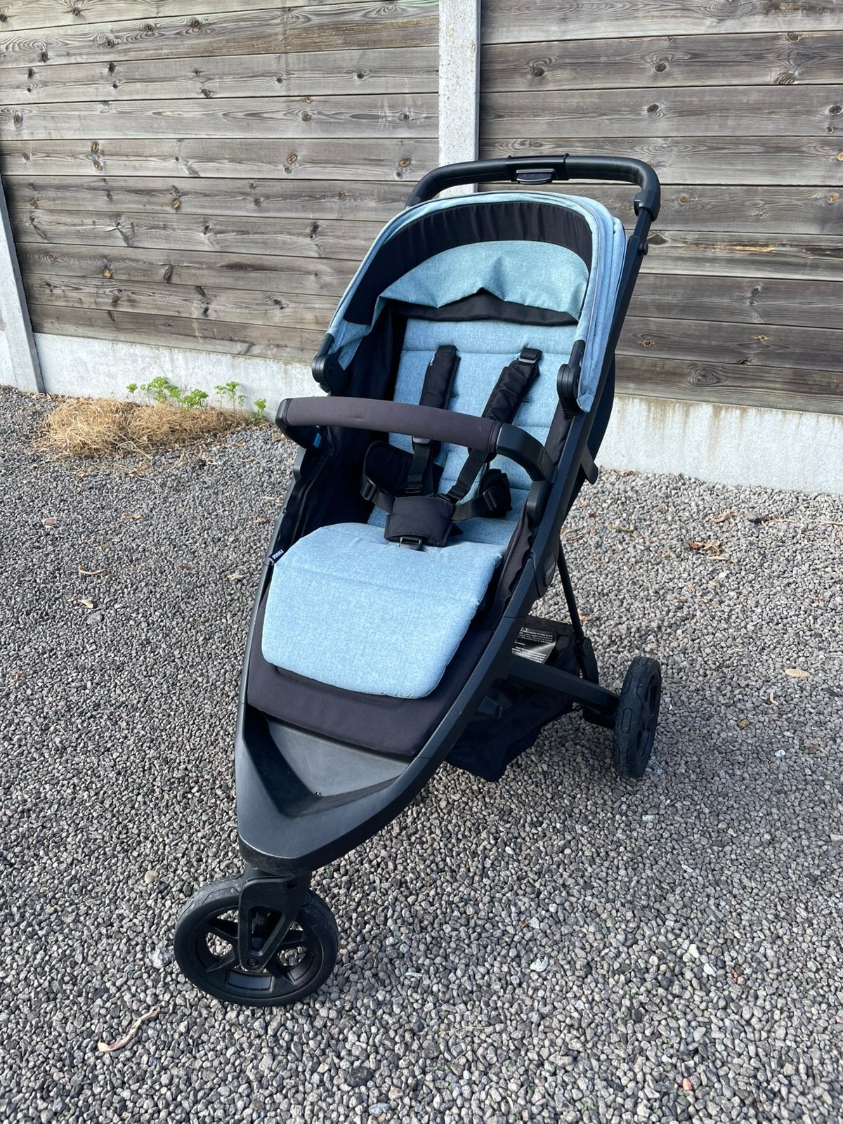 Thule Spring buggy in goede staat - Teal melange, Ophalen, Gebruikt, Regenhoes