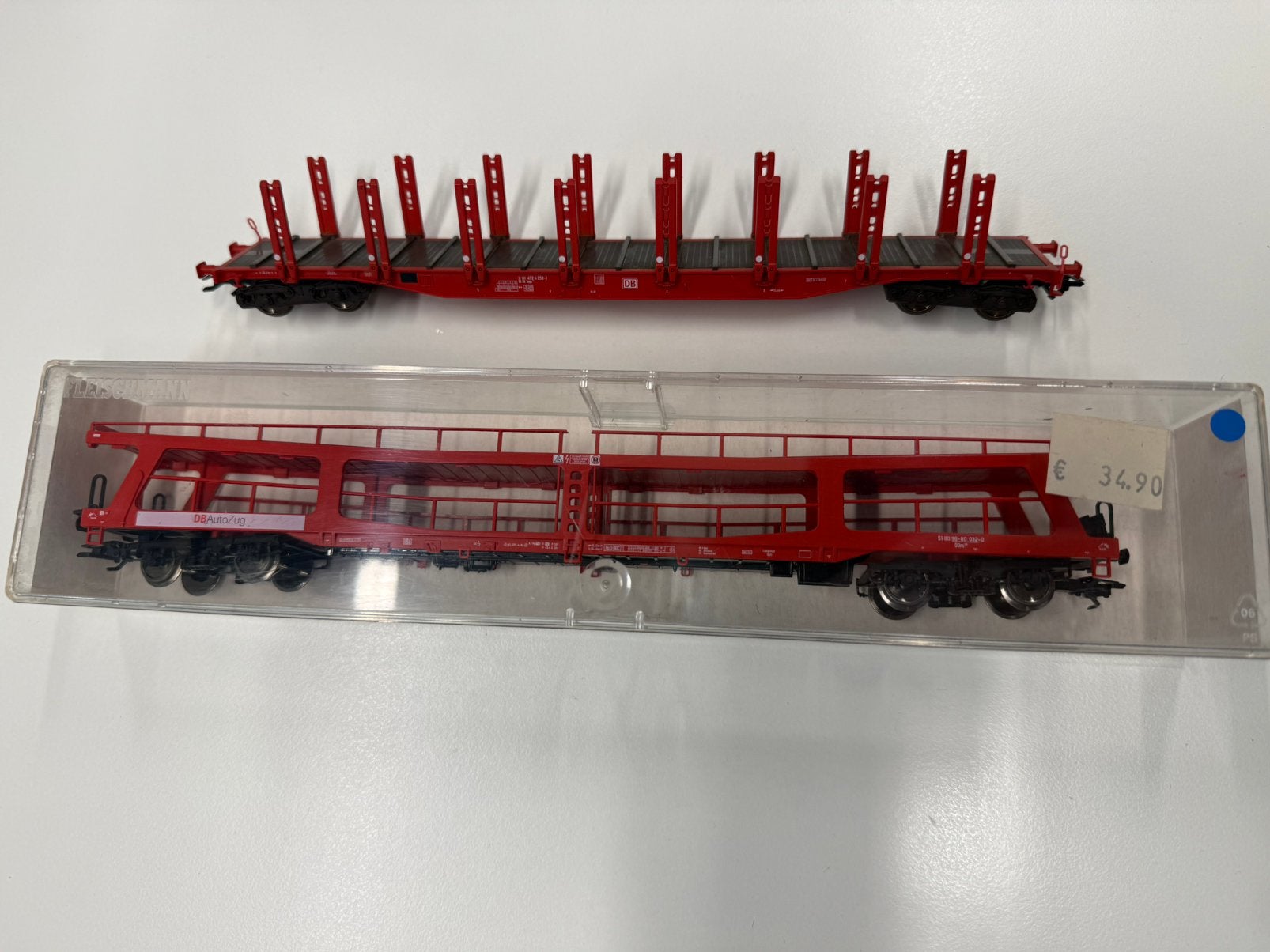 Fleischmann H0 set 5292K + 5288 – DB – 2x rode goederenwagen, Hobby en Vrije tijd, Ophalen of Verzenden, Zo goed als nieuw, Wagon