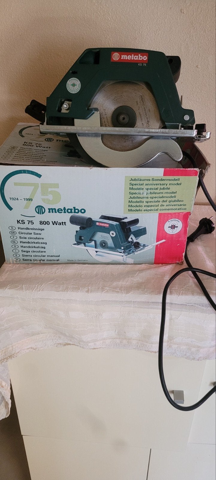 Metabo KS75 800W Handcirkelzaag - Jubileum model 1924-1999, Ophalen, Cirkelzaag, 70 mm of meer, 600 tot 1200 watt