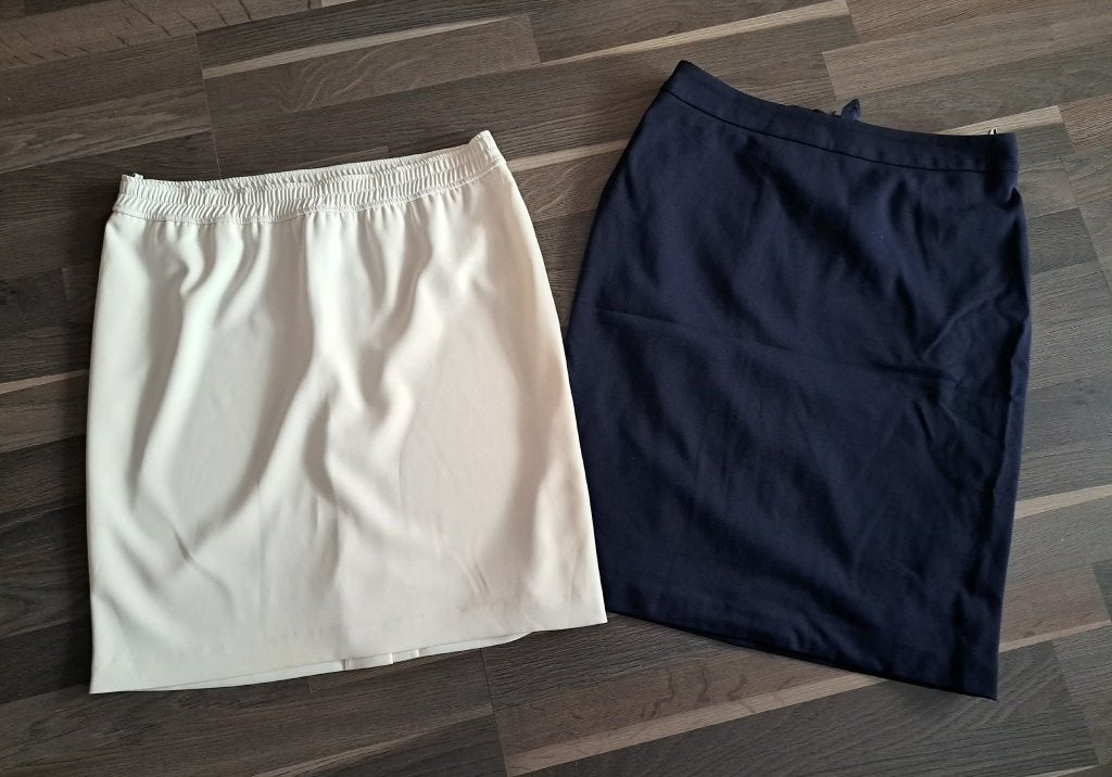 Mayerline, blauwe + witte rok, mt 40 en 42, stretch, Kleding | Dames, Rokken, Zo goed als nieuw, Maat 38/40 (M), Ophalen of Verzenden