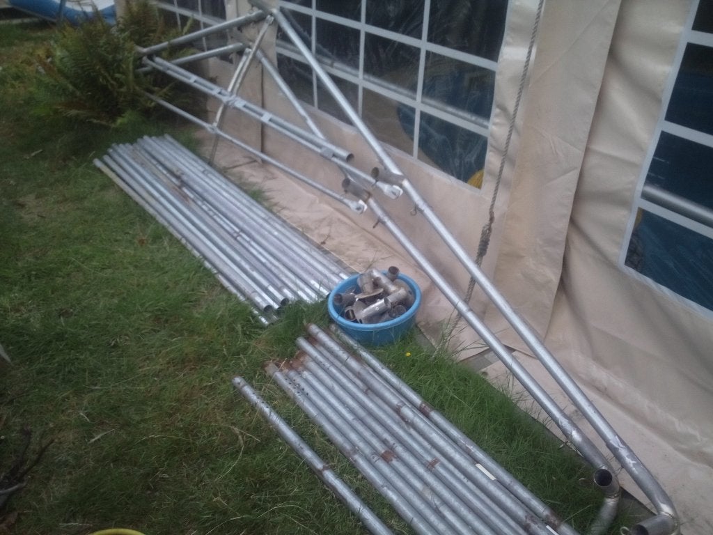 stalen frame tent 5 op 8 m, Tuin en Terras, Ophalen, Gebruikt