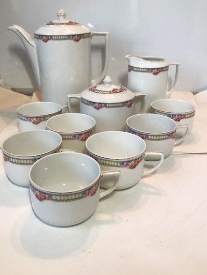 Service café Art Déco Victoria Tchécoslovaque rare 1930, Enlèvement ou Envoi