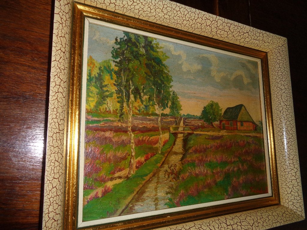 *R.Verbeke (1929) -Belle peinture -Inscrite à PIRON, BAS.., Enlèvement ou Envoi, Cadre spécial, Toile