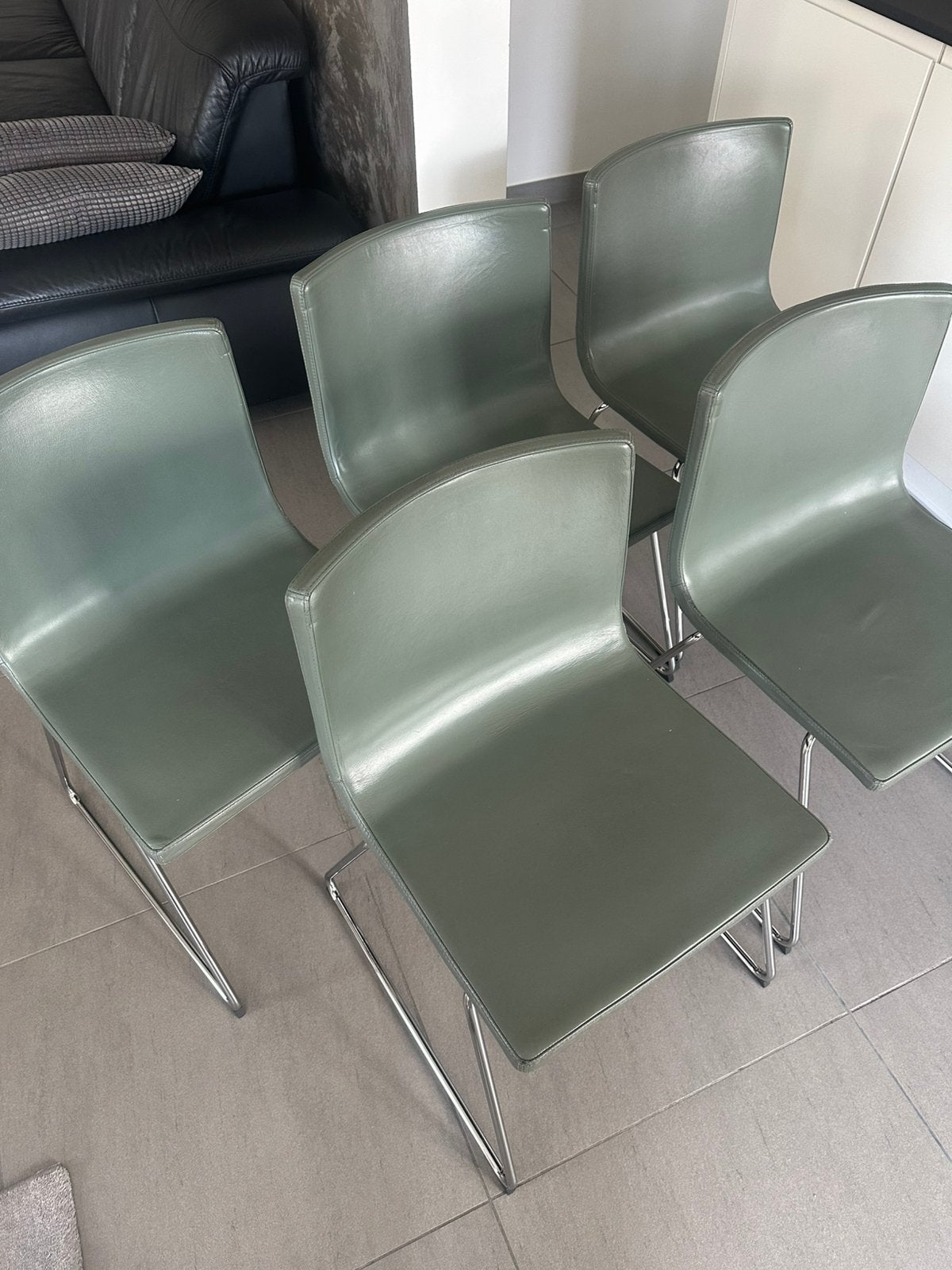 5 echte lederen keukenstoelen, Huis en Inrichting, Stoelen, Ophalen, Zo goed als nieuw