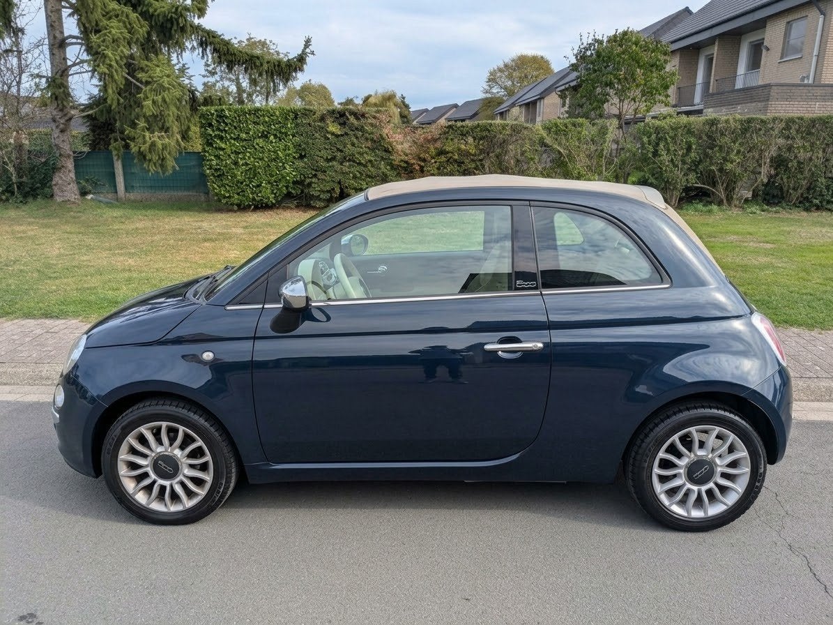 Fiat 500c te koop!, Autos, Cuir, Euro 5, Beige, Cabriolet