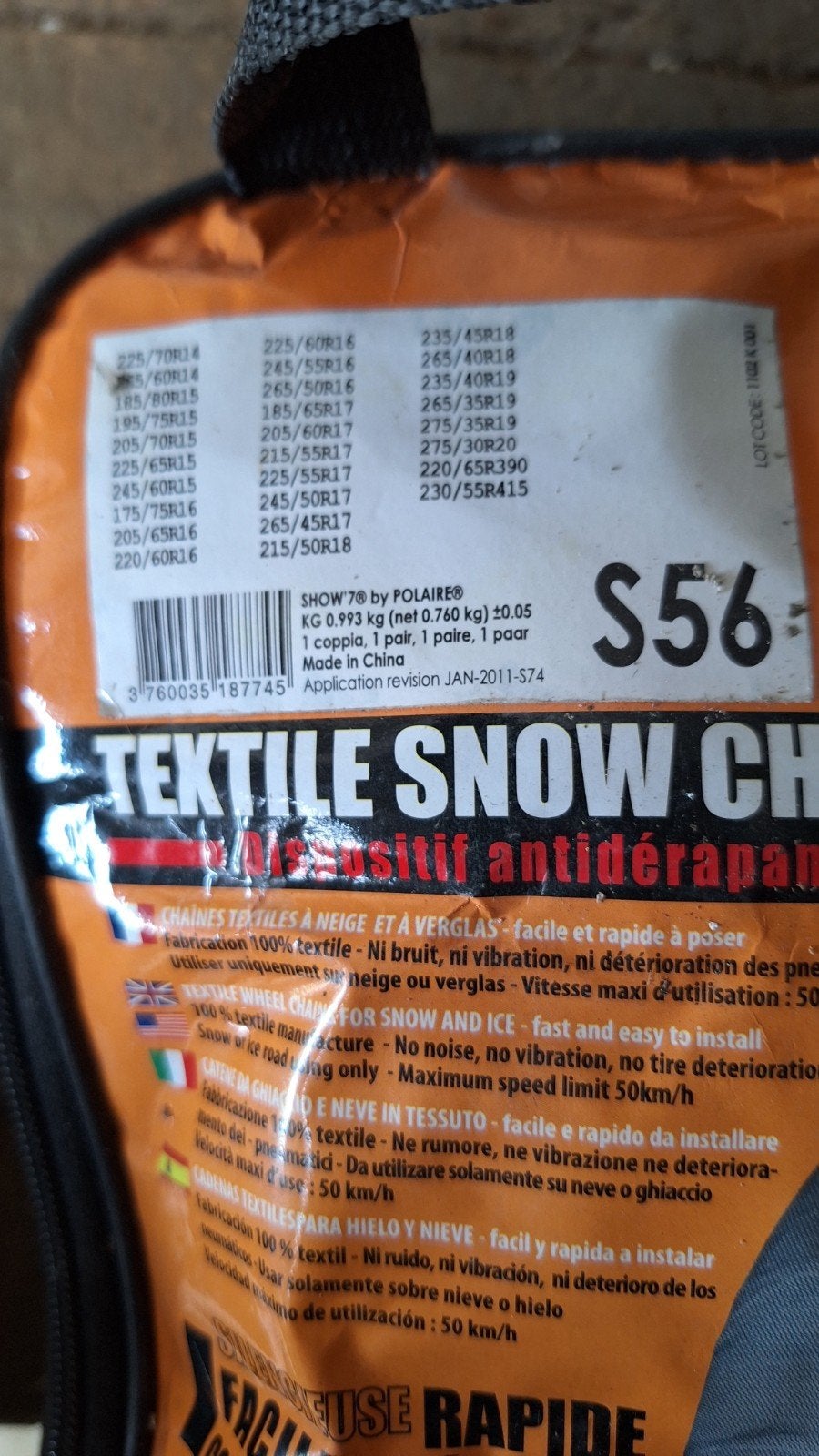 Chaînes textile à neige, Autos : Divers, Chaînes, Enlèvement