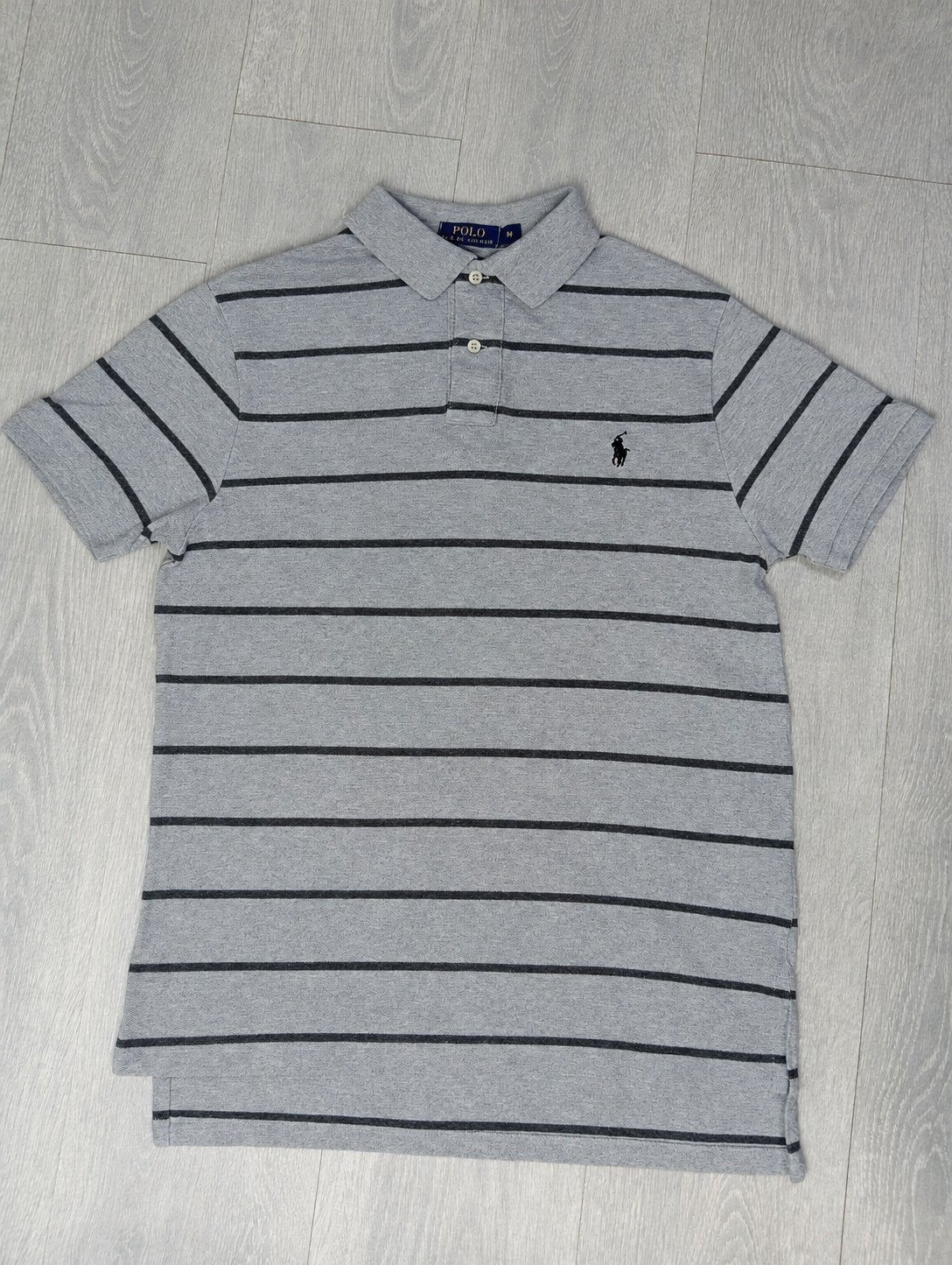 Polo Ralph Lauren rayé gris et noir - Taille M - Excellent é, Enlèvement ou Envoi, Gris