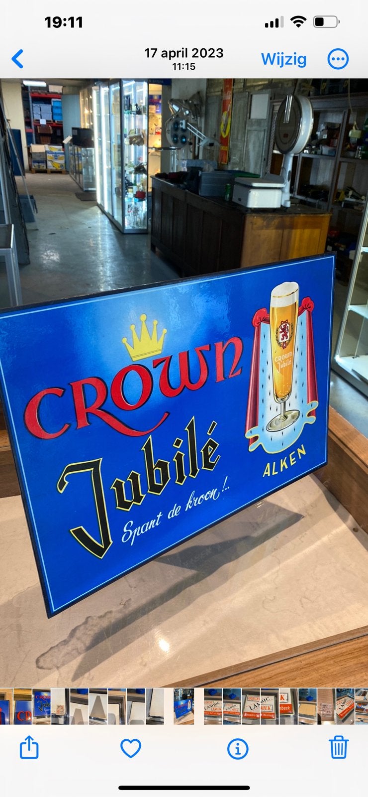 Zeldzaam bordje Cristal Alken Crown Jubilé, Verzamelen, Ophalen of Verzenden, Zo goed als nieuw, Reclamebord