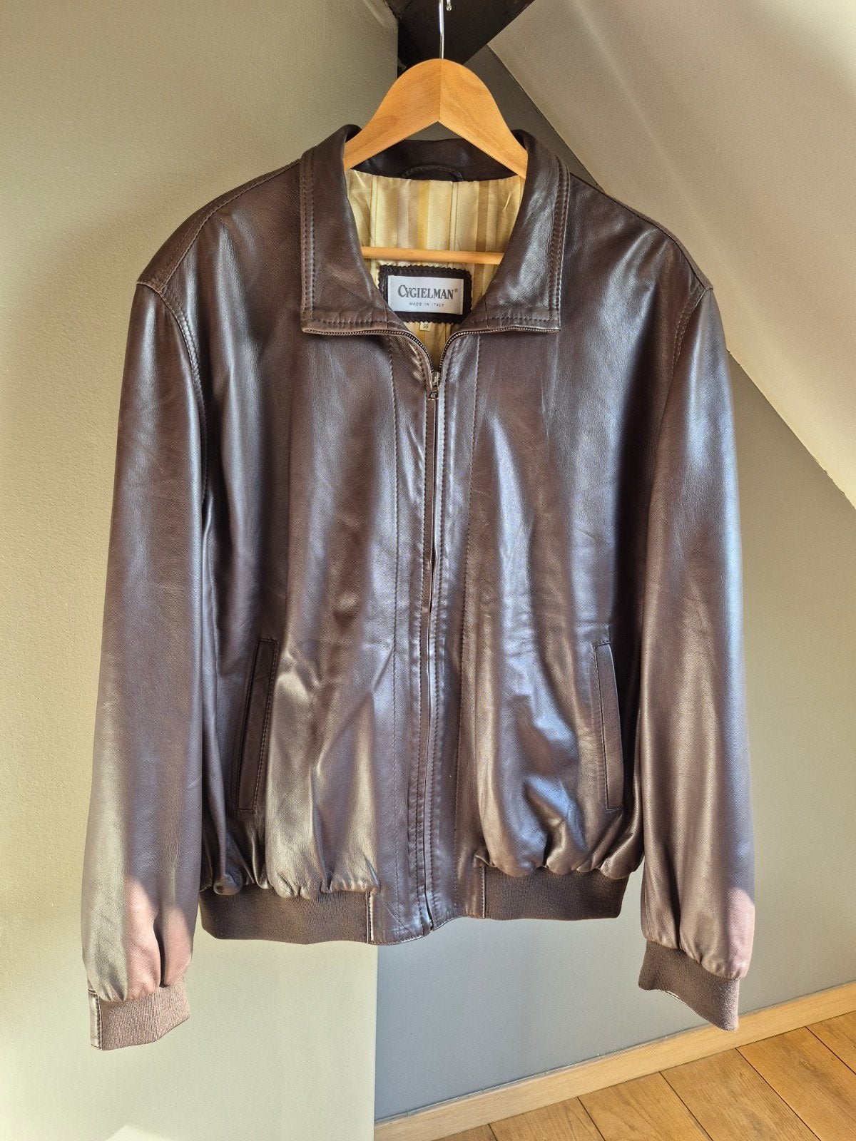 Blouson en cuir / veste en cuir marron homme Cygielman XL, Enlèvement ou Envoi, Cygielman, Taille 56/58 (XL), Comme neuf