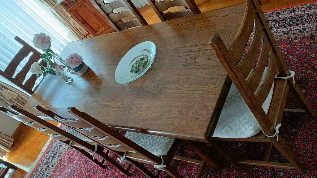 Eetkamer met 6 stoelen, barkast en kast, Maison & Meubles, Salles à manger complètes, Enlèvement, Utilisé, 4 à 6 chaises