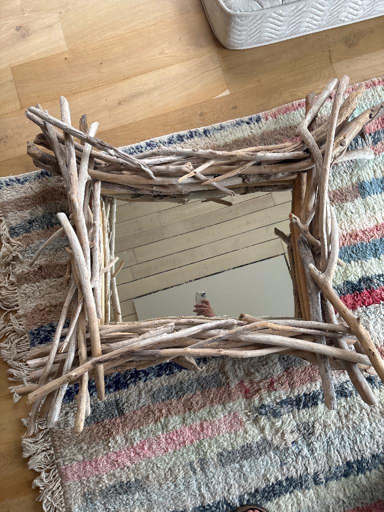 Spiegel drijfhout, Ophalen, Gebruikt, Rechthoekig, Hout