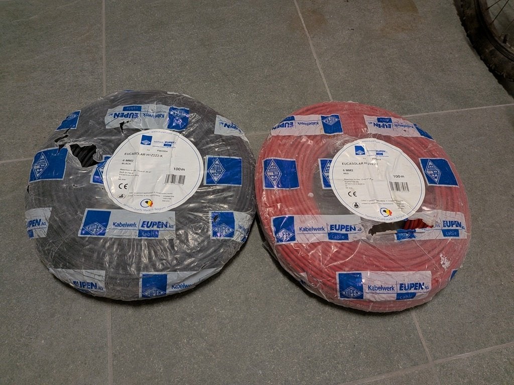 2x Zonnepaneelkabel EUCASOLAR H1Z2Z2-K 6 mm², Doe-het-zelf en Bouw, Elektriciteit en Kabels, Zo goed als nieuw, Kabel of Snoer
