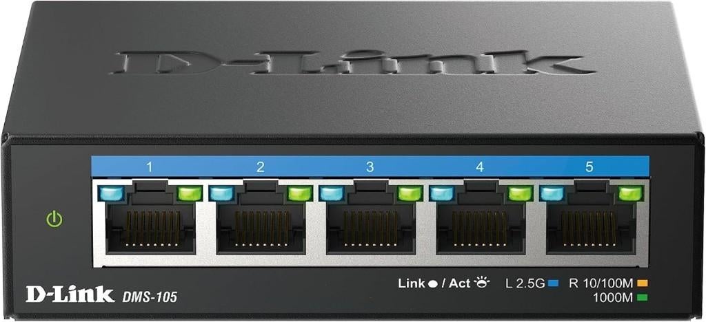 D-Link DSM-105 2,5 GbE-switch met 5 poorten 2,5 GbE-switch, Computers en Software, Netwerk switches, Ophalen of Verzenden, Nieuw
