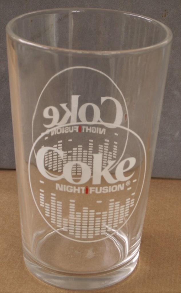 Coca-Cola glas met tekst in wit Coke NIGHT FUSION Coca Cola, Ophalen of Verzenden, Nieuw