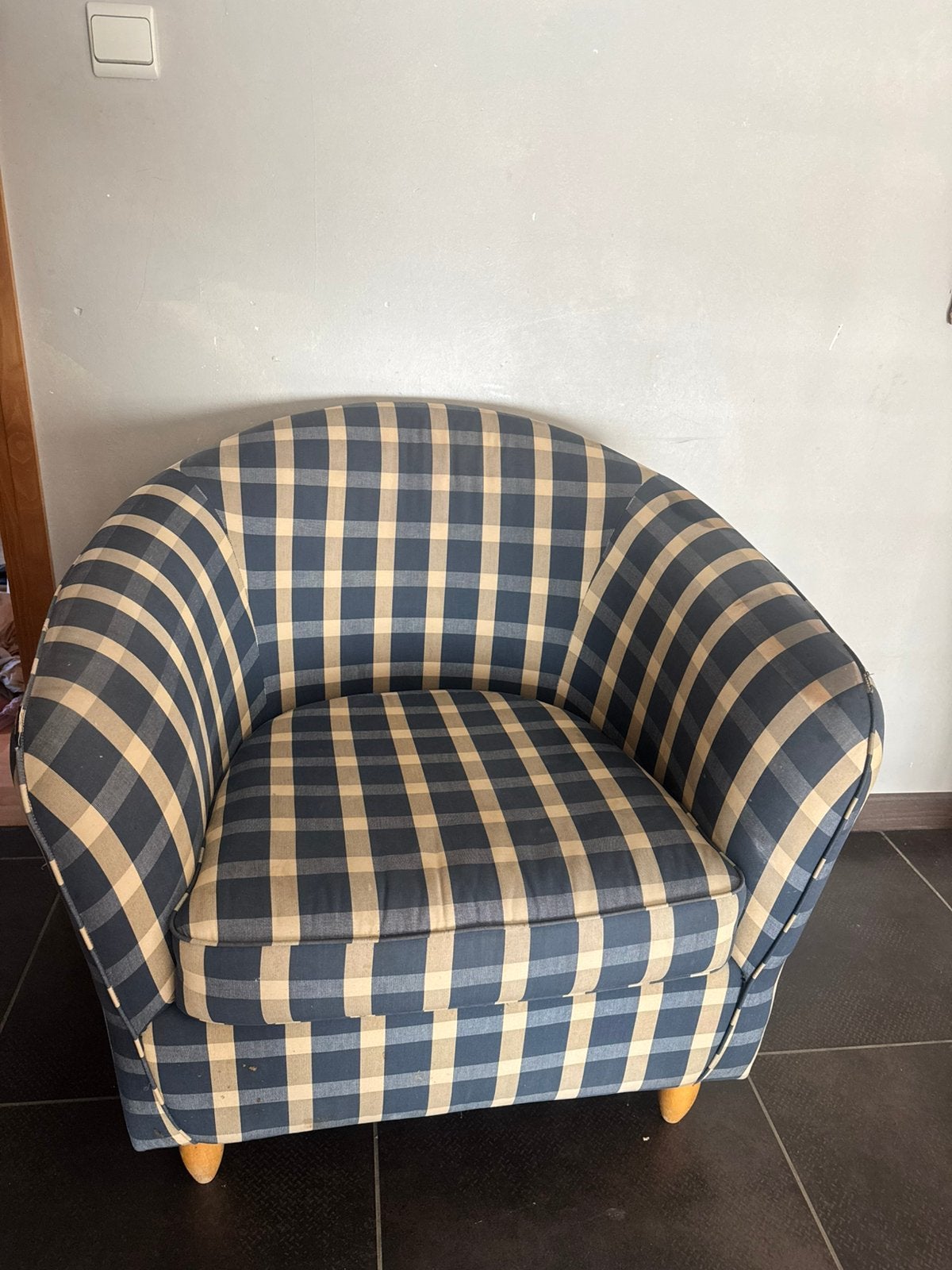 Fauteuil vichy, Moins de 150 cm, Vintage, Enlèvement, Tissus
