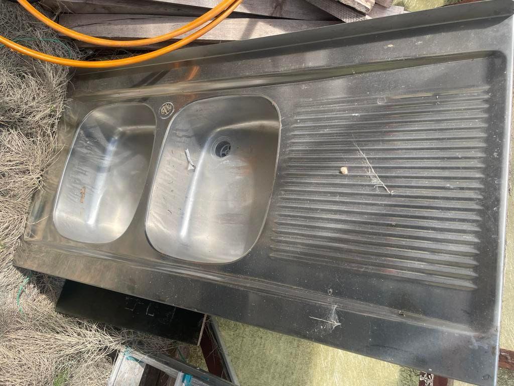 spoelbak keuken dubbel inox, Doe-het-zelf en Bouw, Ophalen, Gebruikt, Inox