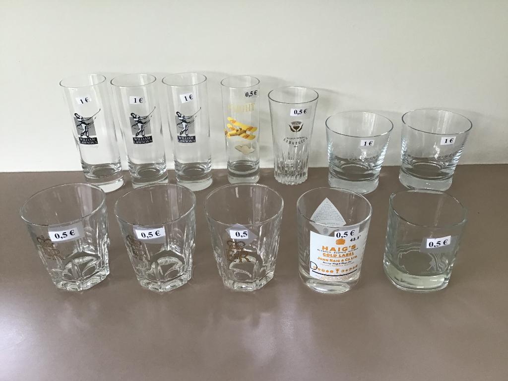 12 whiskey glazen aan 1 euro of 0,50 euro per glas, Verzamelen, Ophalen of Verzenden, Zo goed als nieuw
