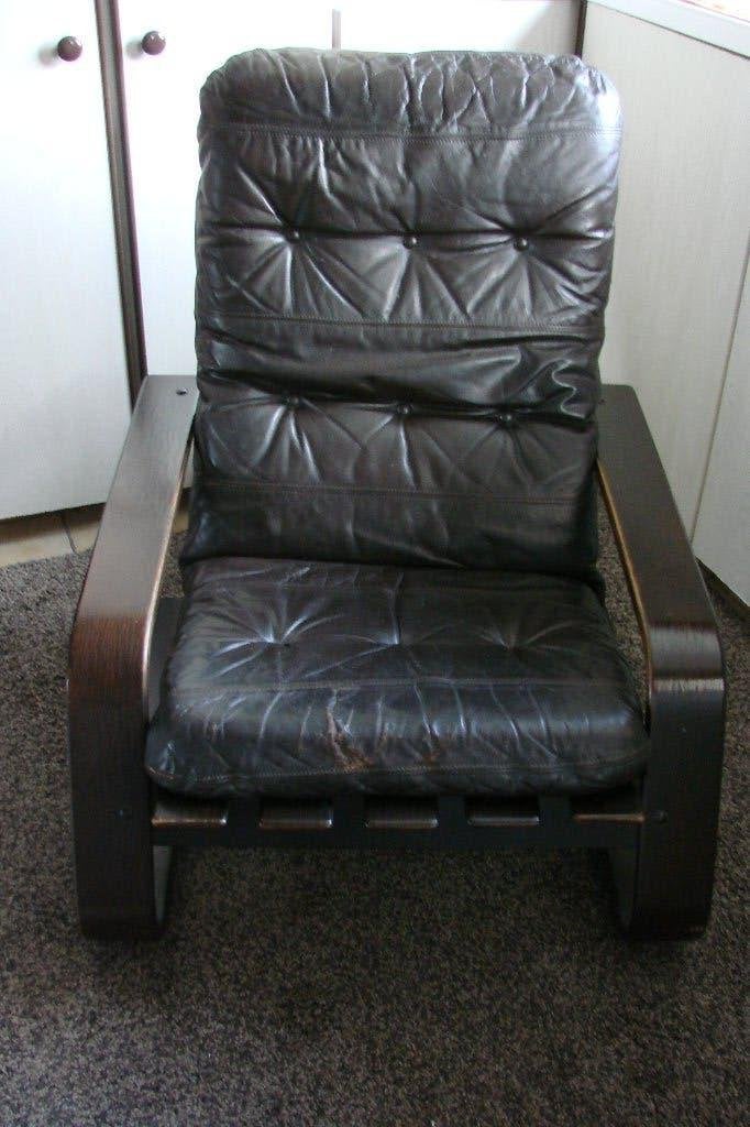RELAX ZETEL : zwart leder, Une personne, Enlèvement, Utilisé, Bois