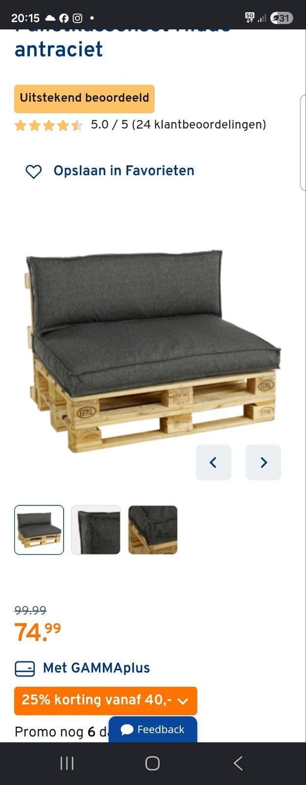 Kussens voor euro palette, Tuin en Terras, Ophalen