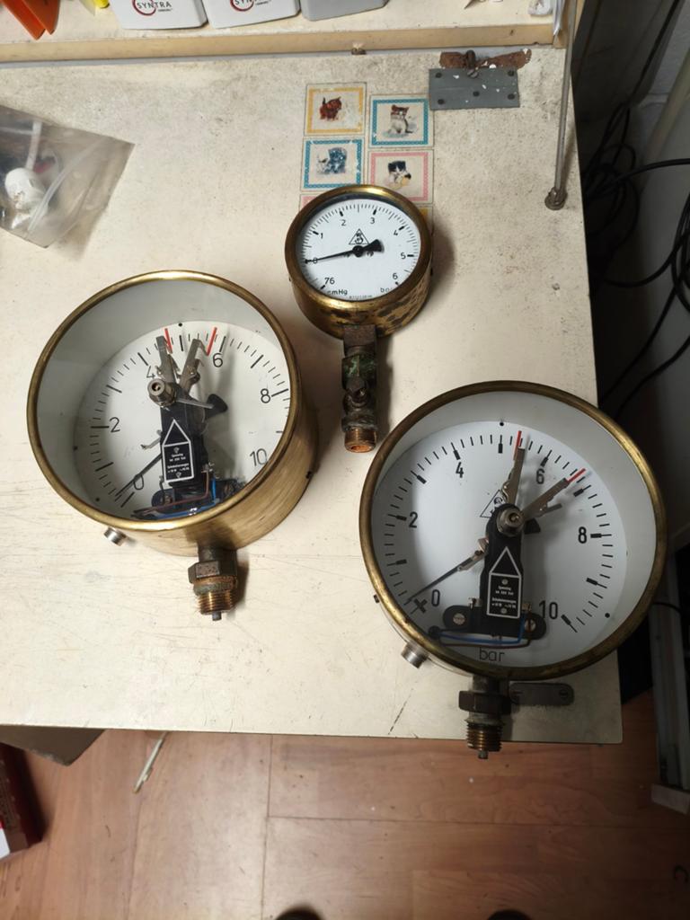 3 oude koperen drukmeters, Ophalen of Verzenden