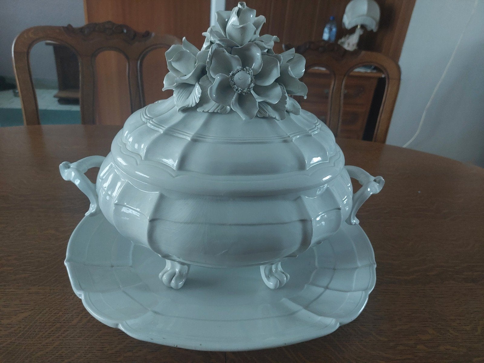vintage witte keramische soepterrine, Antiek en Kunst, Ophalen
