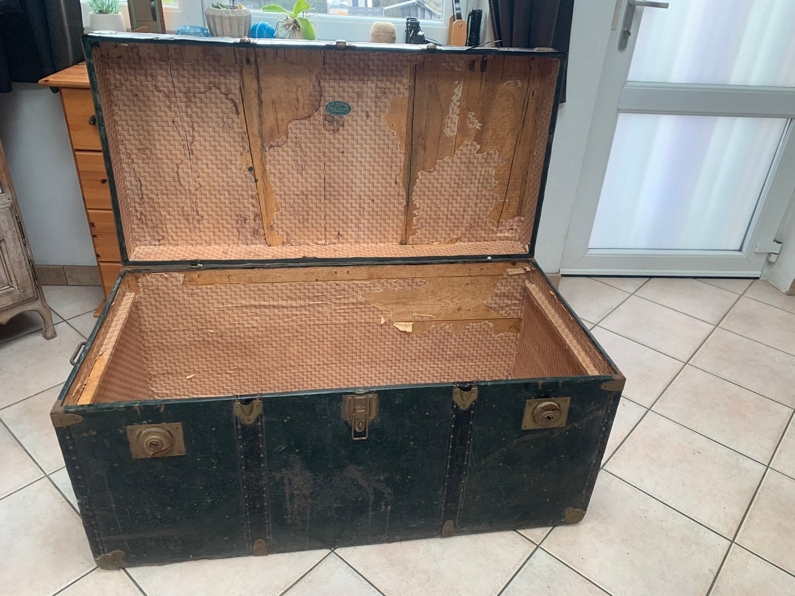 Authentique malle de voyage italienne de 1920 environ, Huis en Inrichting, Woonaccessoires | Kisten, Gebruikt, 50 – 75, 50 tot 75 cm
