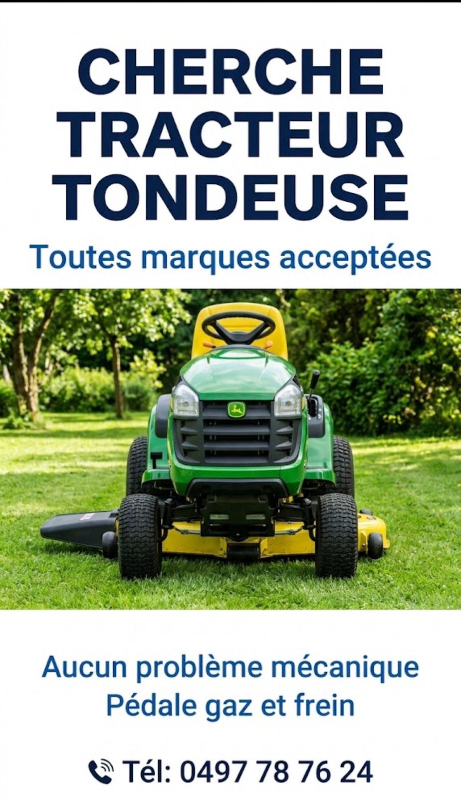Recherhe tracteur tondeuse, Jardin & Terrasse, Enlèvement, Comme neuf