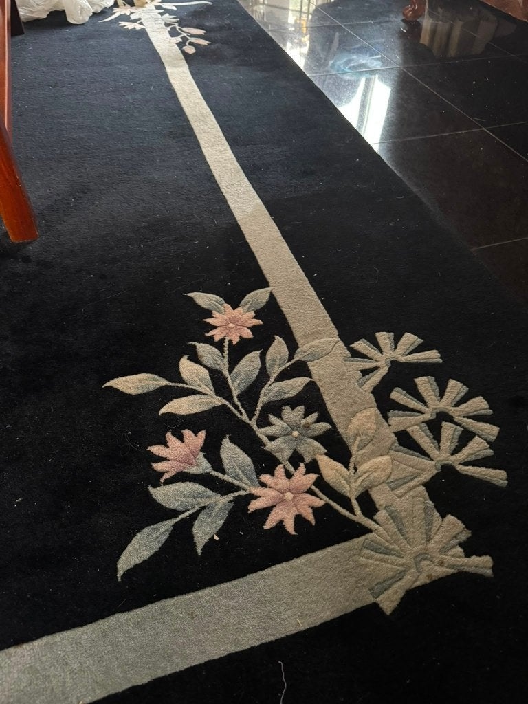 2x Zuiver Wollen Chinese Karpetten — Bloemmotief., Huis en Inrichting, Stoffering | Tapijten en Vloerkleden, Ophalen, Gebruikt