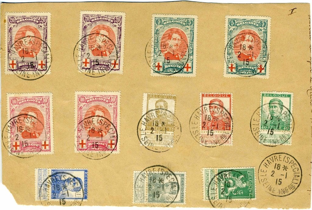 (B) Lettre 1915 FDC - Pellens et la Croix-Rouge (Le Havre), Oblitéré, Affranchi, Croix-Rouge, Oblitération 1er jour