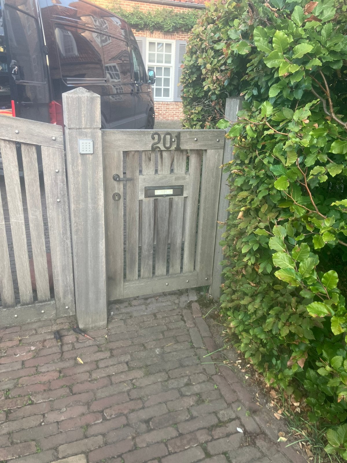 Hardhouten poort, Tuin en Terras, Ophalen, Gebruikt, Hout, Draaipoort