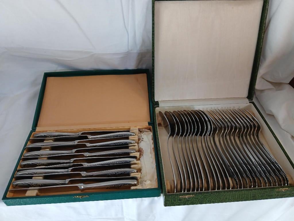 Oud 12 delig bestek in koffer, Ophalen of Verzenden