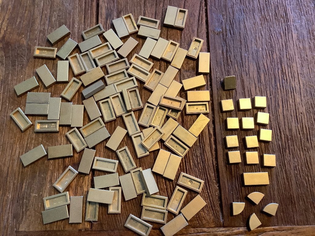 Lego tegeltjes metallic gold 112 stuks / 100-A2, Enlèvement ou Envoi, Utilisé, Briques en vrac, Lego
