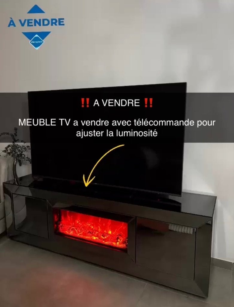 Meuble tv cheminée, Enlèvement, Neuf, Verre