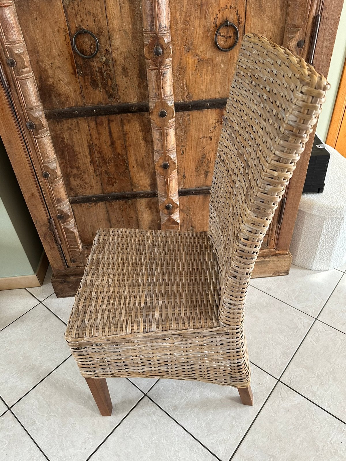 Chaise salle a manger rotin + coussins assise, Enlèvement, Utilisé, Osier ou Rotin