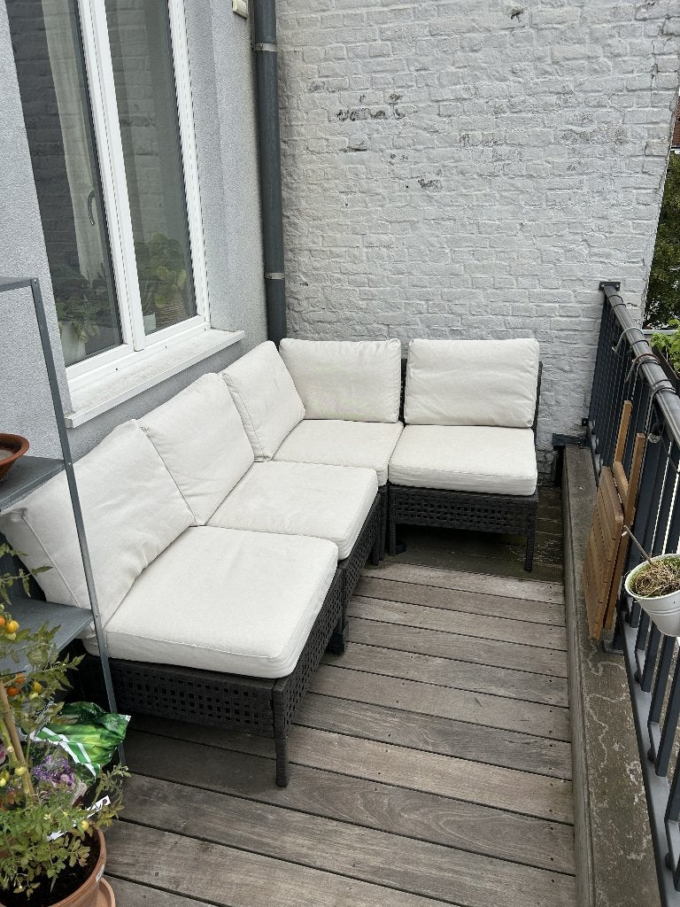 Loungeset met kussens, Ophalen, 4 zitplaatsen, Kunststof, Gebruikt