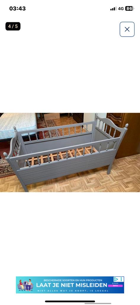 Houten retro kinderbed, Ophalen, Gebruikt, 70 tot 85 cm, 140 tot 160 cm