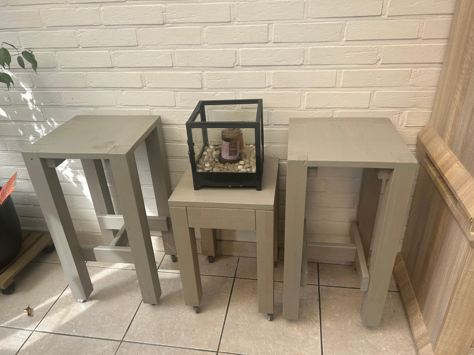 3 bijzettafeltjes, Moins de 55 cm, 45 à 60 cm, Enlèvement, Utilisé