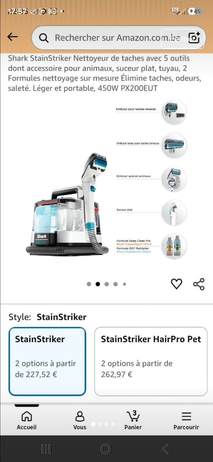 Shampouineuse Shark StainStriker PX200EUT - neuve, Electroménager, Enlèvement ou Envoi, Neuf