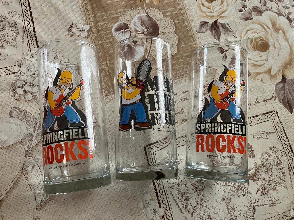 Set van 3 glazen The Simpsons ( Homer ), Verzamelen, Glas en Drinkglazen, Ophalen of Verzenden