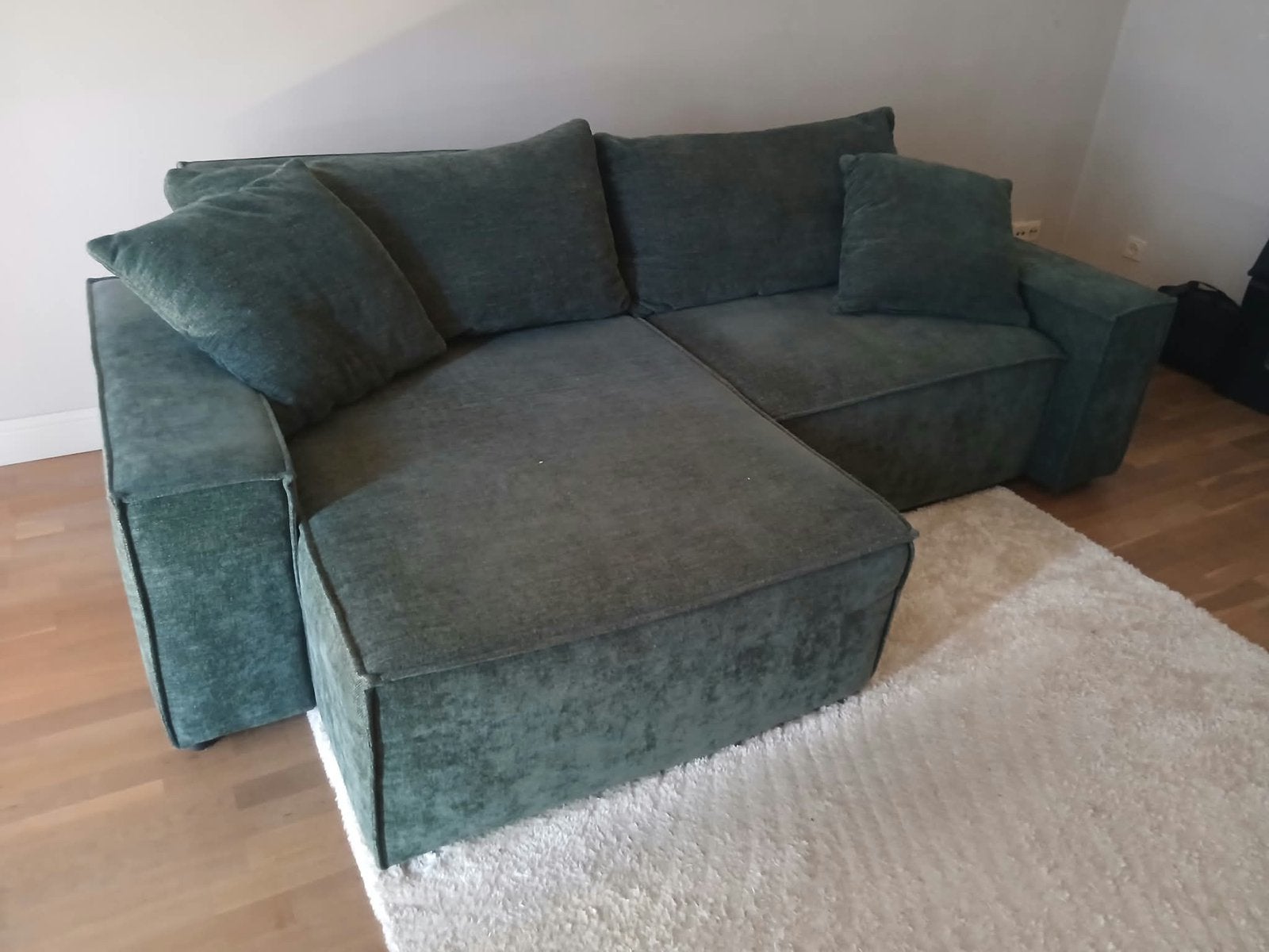 Groen zetelbed met opbergruimte, 2m43 op 1m53, Ophalen, Gebruikt, Stof, Zetelbed