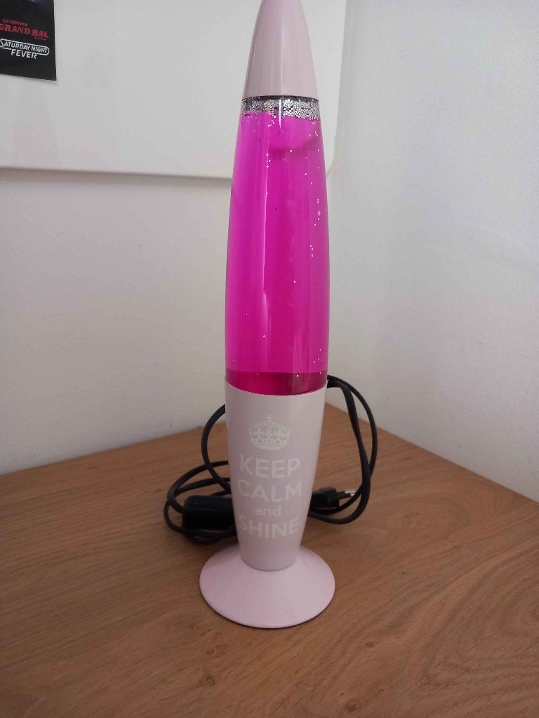 Lampe à lave rose pailletée déco chambre, 33 cm, Enlèvement ou Envoi, Rose, Comme neuf