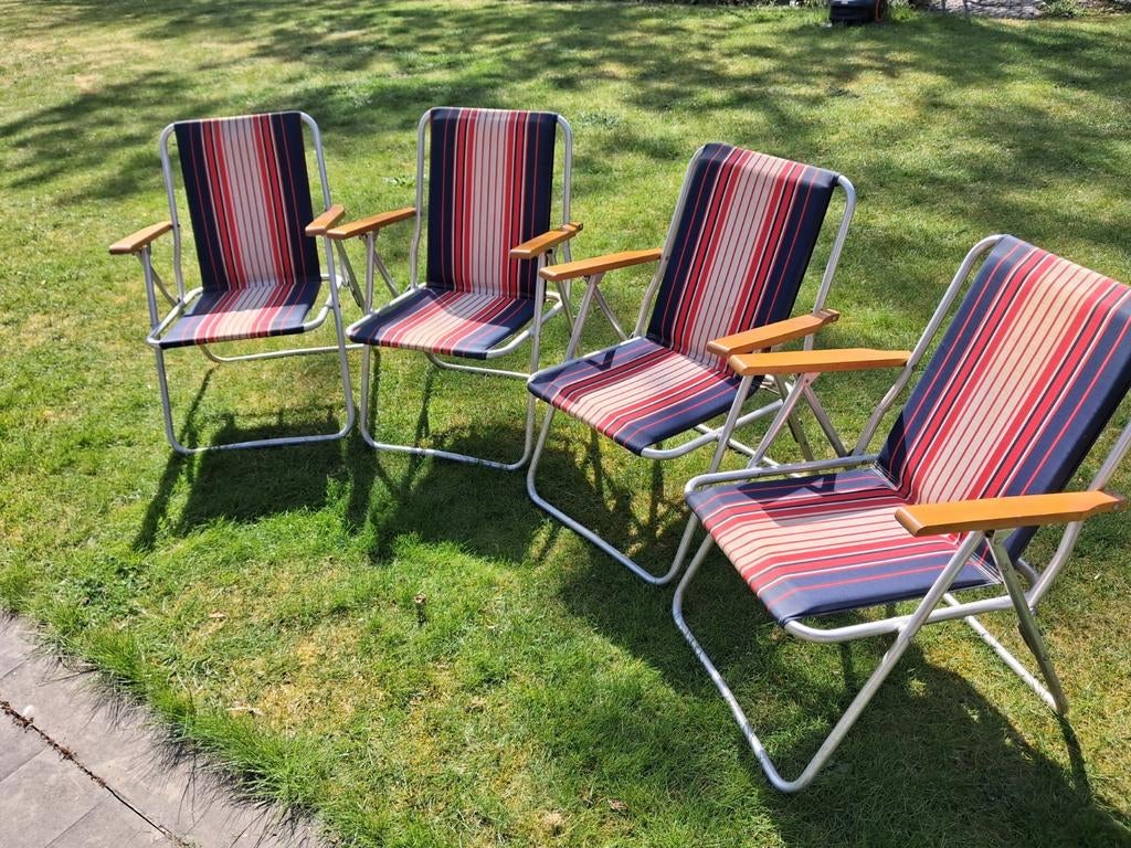 Set van 4 vintage kampeerstoelen, Caravans en Kamperen, Ophalen