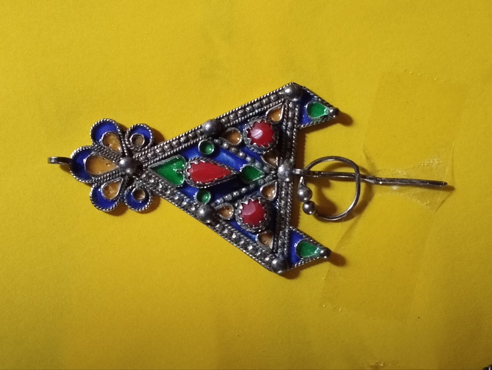 Fibule kabyle, Bijoux, Sacs & Beauté, Rouge, Argent