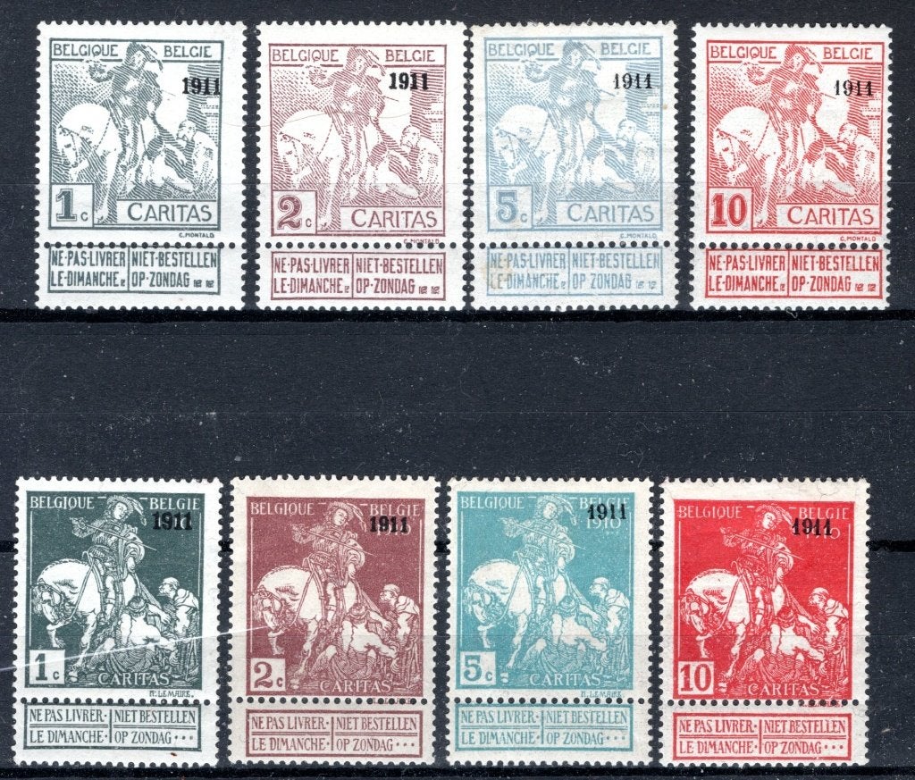 92/99 MH* 1911 - Caritas a imprimé 1911 COB 455€, Envoi, Non oblitéré, Trace d'autocollant
