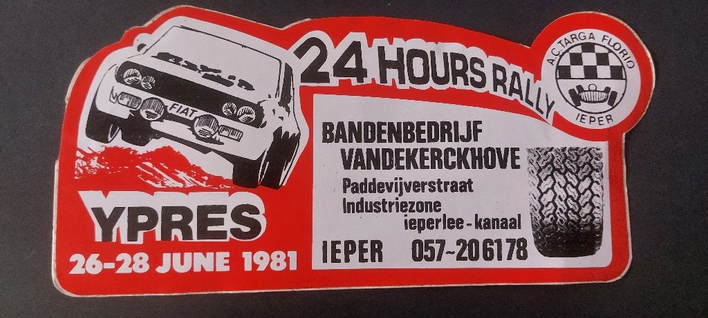 Sticker autocollant Rally 24 uren van Ieper 1981 vintage, Collections, Autocollants, Envoi, Utilisé