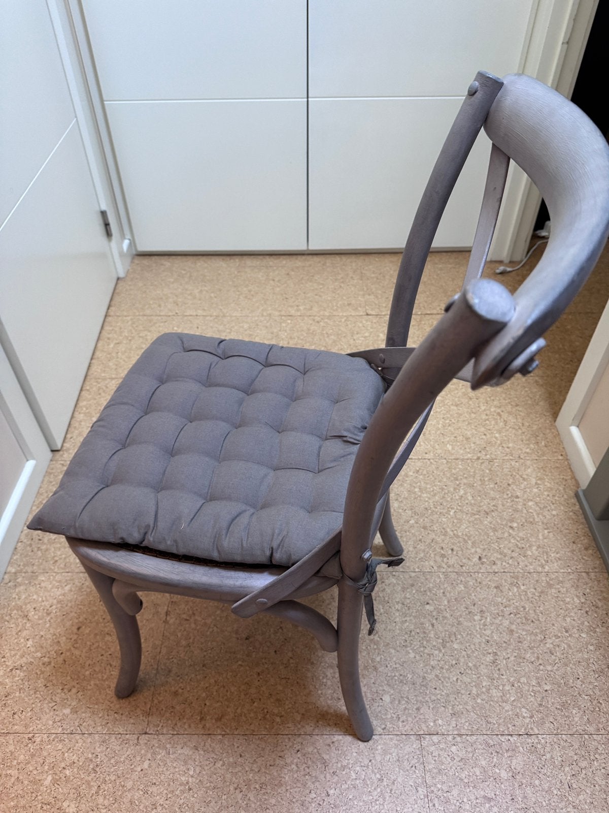 6 eetkamer stoelen grijs, Maison & Meubles, Gris, Comme neuf, Landelijk, Enlèvement