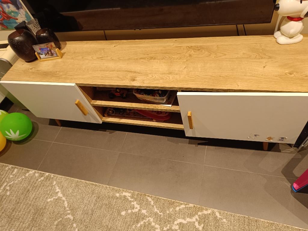 TV meubel, Ophalen, Minder dan 50 cm, Gebruikt, Eikenhout