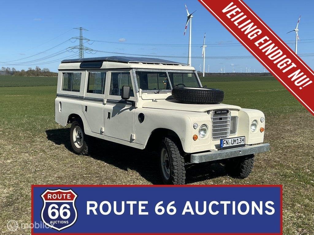Land Rover 109 Series III | 1977 | Route 66 Auctions, Auto's, Land Rover, Zwart, Bedrijf, Handgeschakeld