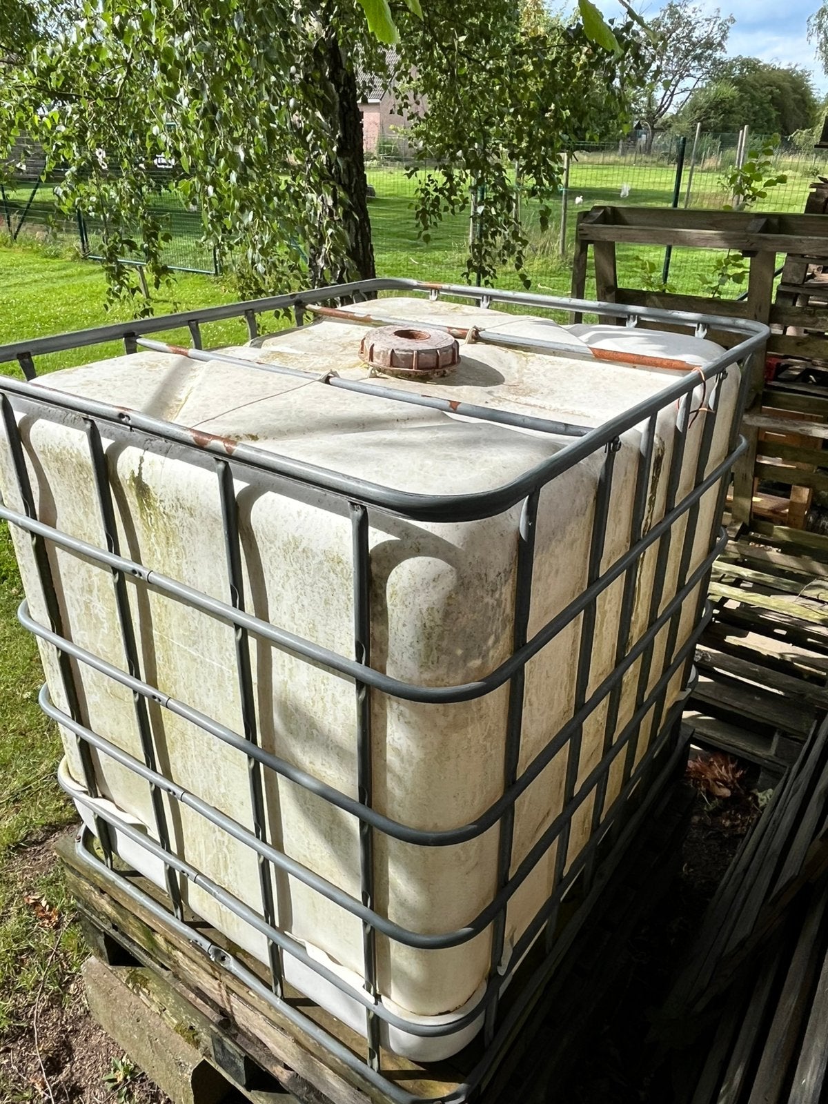 regenton ibc container 1200l, Tuin en Terras, Ophalen, Kunststof, Gebruikt, Met kraantje