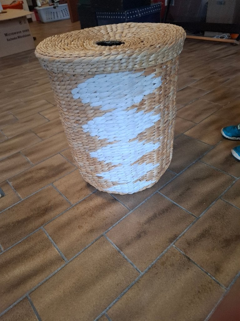 rieten mand met deksel, Huis en Inrichting, Ophalen, Gebruikt, Met deksel, Mand